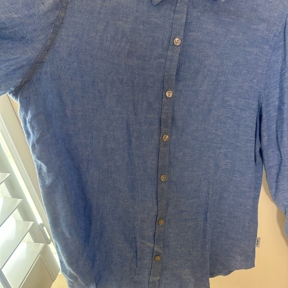 Orvis Womens Linen Blend Long Sleeve Button Down Collared Shirt Blue Sz Small - Picture 5 of 7